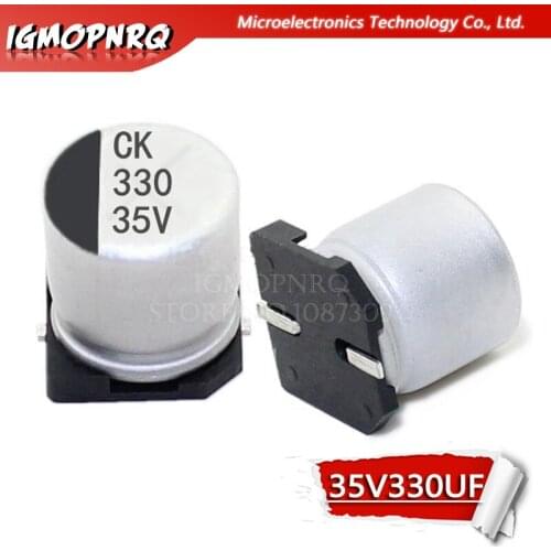 10PCS Electrolytic capacitor 35V330UF 10*10mm SMD aluminum electrolytic capacitor 330uf 35v