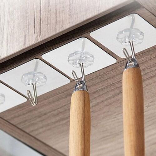 10Pcs Transparent Strong Self Adhesive Door Wall Hangers Hooks Suction Heavy Load Rack Cup Sucker for Kitchen Bathroom