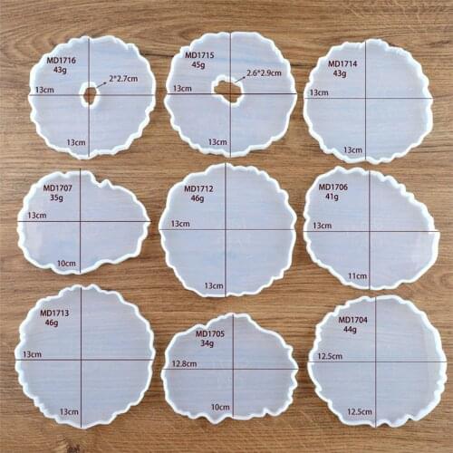 11pcs Cup Pads Silicone Coaster Resin Molds Epoxy Resin Molds Irregular Oval Geode DIY Craft Making Round Tray Silicone Mold