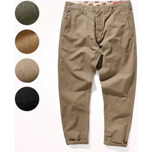 2020 Autumn Winter New Casual Pants Mens Fashion Slim Straight Pencil Pants 100% Cotton Washed Business Casual Long Pants