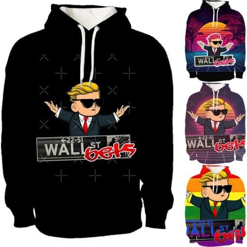 3D Print WallStreetBets Hoodies Men Women Sweatshirt New Fashion Hooded Autumn Casual Gamestop GME WSB Hip Hop Boys Pullovers