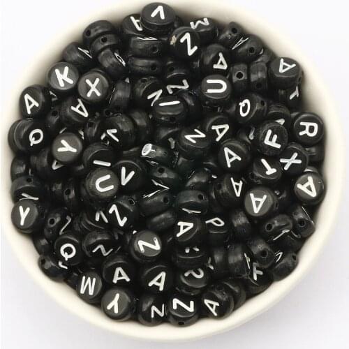 4*7mm Mixed Black Letter Acrylic Beads Alphabet Loose Bracelet Beads For Jewelry Making DIY Crafts Scrapbooking Decoration