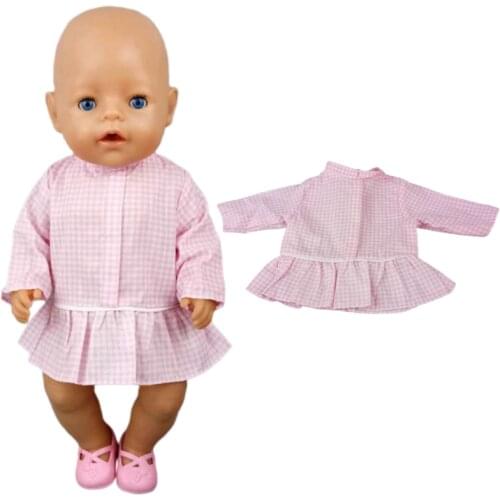 43cm New Born Baby Doll Clothes Blue Shirt with Pants 17 Inch Doll Outfits Children Gift