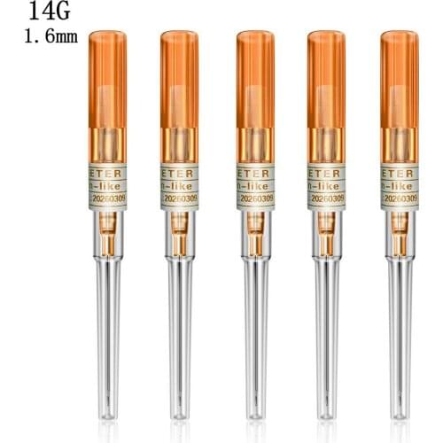 5PCS Piercing Needles 14G Body Jewelry Surgical Steel Catheter Piercing Needles Tattoo Supply Sterilized Body Tattoo Needles