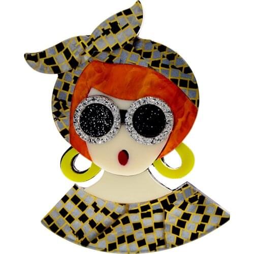 CINDY XIANG Beauty Acrylic Lady Figure Brooch For Women Cute Cartoon Backpack Badges Lapel Pins Brooches Jewelry Christmas Gifts