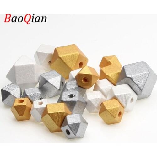 Natural Wooden 10/12/16 / 20mm Geometric Polygon Childrens Toys Loose Wooden Beads DIY Fashion Necklace Bracelet Bracelet Beads