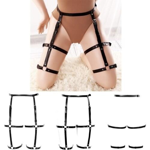 Exotic Costume Charming Garters Sexy Underwear Black Leather Lingerie Harness For Women Adjust Suspender Punk Goth Clothes