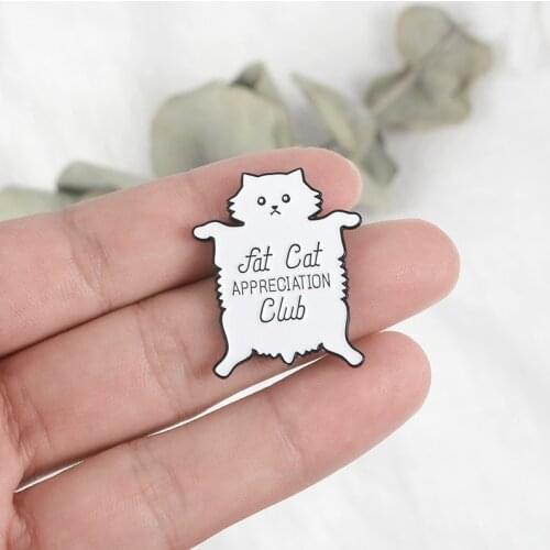 Fat Cat Enamel pin Cute Lapel pins Backpack Bag Hat Leather Jackets Fashion Accessories Cat Lover Gifts Kawaii Kitty Jewelry