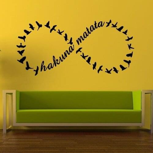 Infinite Hakuna Matata Birds Fashion Pattern Wall Stickers for Living Room Sweet Art Home Murals Vinyl Wall Decals Bedroom YY186