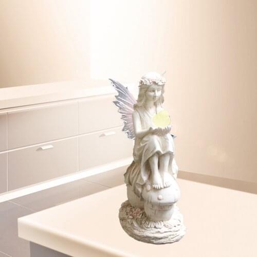 Resin Angel Model Ornament Artificial Craft Figurine Statue Solar Light Sculpture Handicraft Home Garden Decoration