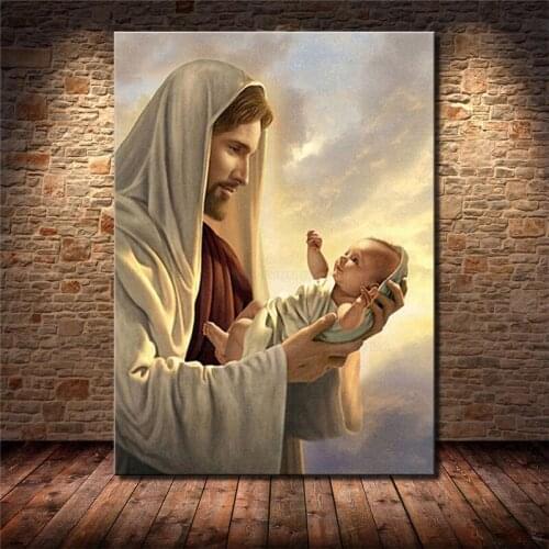 Jesus with Baby Poster Canvas Paintings On the Wall Art Posters And Prints Jesus Art Canvas Pictures For Living Room