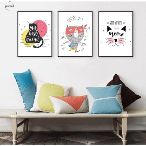 Cute Cartoton Nordic Animal Canvas Picture Funny Image Printed Painting Art Wall Unframed Poster Living Room Decoration