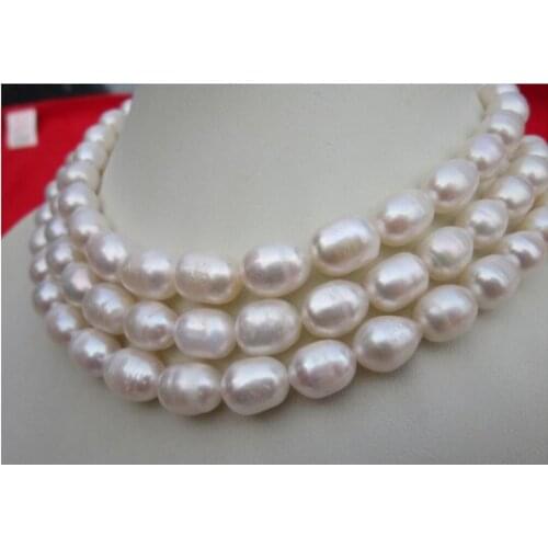 Classic 9-10mm south sea baroque white pearl necklace 50" 14k