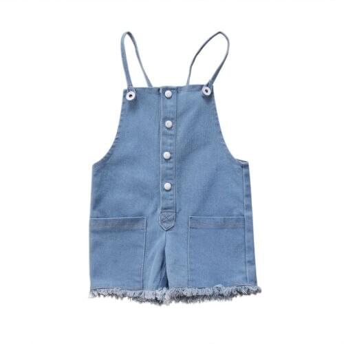 Newborn Baby Girl Clothing Sleeveless Romper Jumpsuit Denim Pants Outfit Clothes
