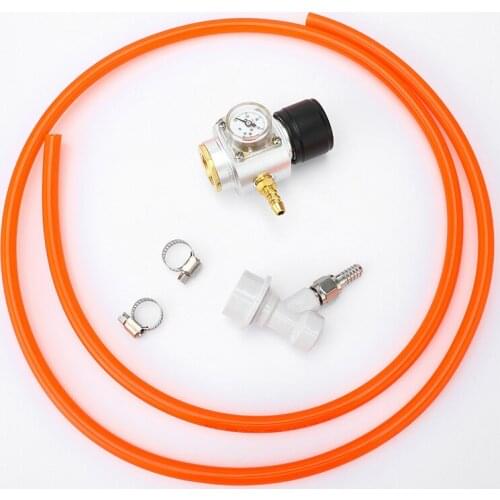 Homebrew Mini 0-90PSI CO2 Charger Kit T21*4 Soda Water Cylinder Gas Regulator Pressure Meter with 5/16" Gas Line and Ball Lock