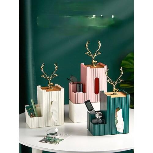 TT Elk Tissue Box Paper Extraction Box Living Room Restaurant and Tea Table Nordic Multi-Functional Creative Cute Remote Control