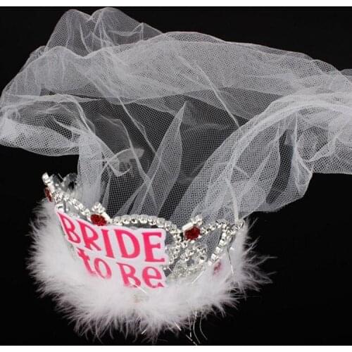 White Black Feather Crown Bachelorette Party Hen Event Party Supplies Wedding Favors Gifts Bride to be Veil Bridal Shower