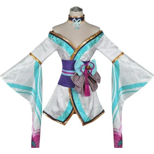 Cosplay LOL Fox Ahri Costumes The Nine-Tailed Fox Cosplay Costume Kimono Fancy Dress Tails Women Adults Halloween Costumes Props