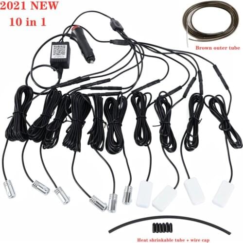 High Quality Car Interior Ambience Lamp App Control 8m Optical Fiber 10 in 1 Ambient Environment Light Footlights Discoloration
