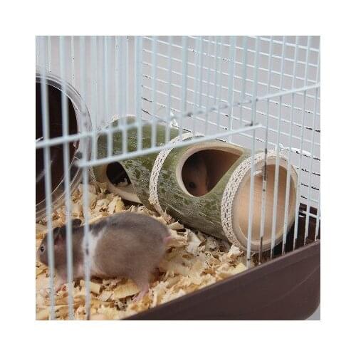 Small Pet Nest Bamboo Tube Tunnel Golden Silk Bear Summer Bamboo and Wood Products Single-Channel Heat Dissipation Hamster Toy