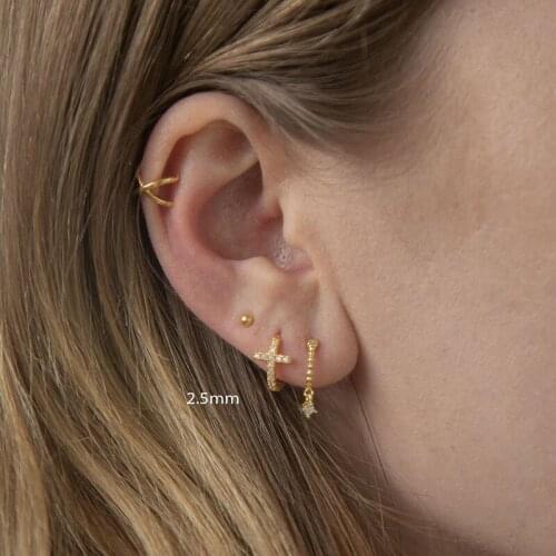 Minimalist 925 Sterling Silver Ear Needle Women Gold Small Stud Earrings Three Sizes Fashion And Popular High-Quality Jewelry