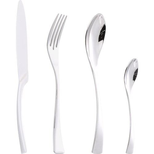 4 PCS Siliver Dinnerware Set Stainless Steel Cutlery Mirror Polish Knife Fork Spoon For Kitchen and Home
