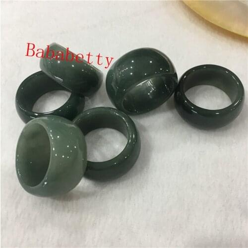 New Popular Natural Dark green Jade Men Women Gift ring size