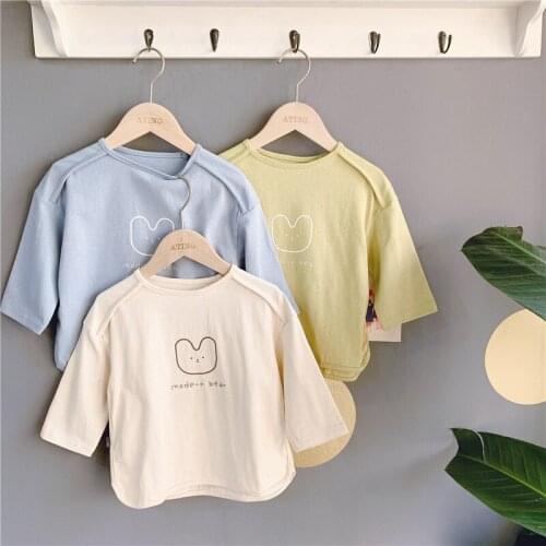 2020 Autumn Unisex Kids Cartoon Printed T Shirts Korean Style Long Sleeve Baby Girls Boys Sweatshirt Tees Casual Children Tops