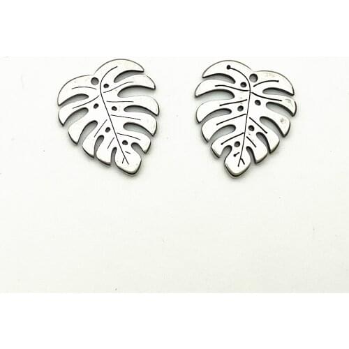 10pieces Lucky Leaf Charms Good STAINLESS STEEL Charm diy Making Pendant Fashin Earring Necklace Dangle Jewelry Assorted