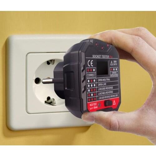 Practical HT106B Digital display socket tester plug polarity phase check detector Voltage test multi-function electroscope