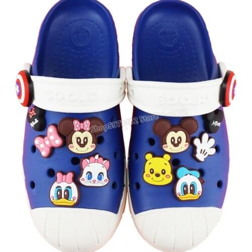 Disney Series Hole Shoes Flower Buckle Shoe Decoration Accessories Mickey Minnie Cute Girl Heart Detachable Jelly Plastic Clasp