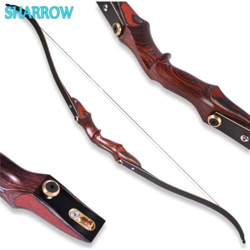 58" Recurve Bow 20lbs-50lbs Wooden Bow Riser Takedown Archery Bow and Arrow for Outdoor Shooting Training Hunting Accessories