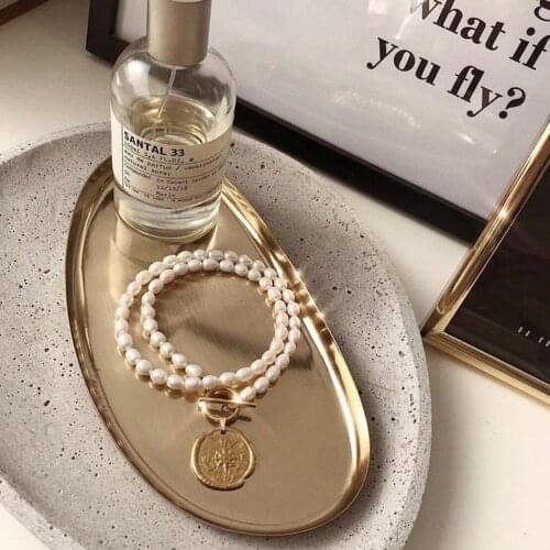 RISPADA XL26528-i5-i10 Baroque pearl retro coin compass pendant necklace