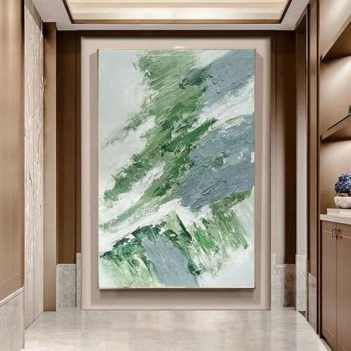 Hand-Painted Oil Painting Abstract Creative Green Environmental Protection Theme Canvas Painting Home Decoration Living Room Art