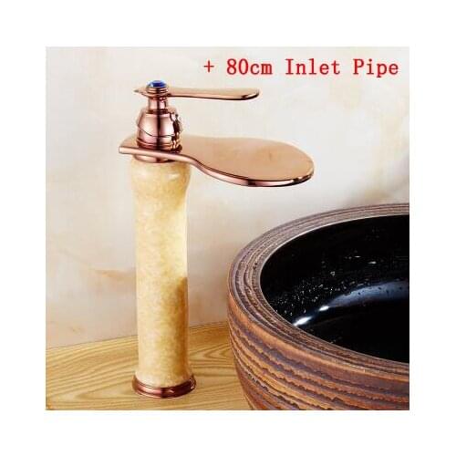 European brass sink basin faucet cold and hot,Bathroom jade wash basin faucet waterfall,Long type kitchen faucet mixer water tap