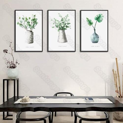 Plant green three-dimensional wall stickers wallpaper art poster creative modern living room sofa background hanging painting