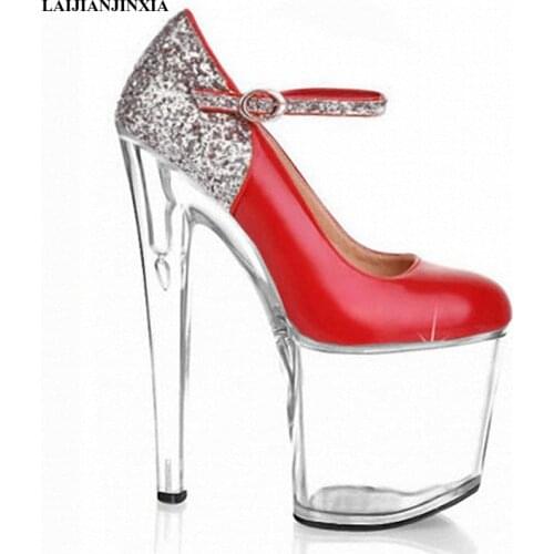 LAIJIANJINXIA Red New Design Sexy Women 20cm High Heels Dancing Pumps Heel Platform Pumps Night Club Party Platform Dance Shoes