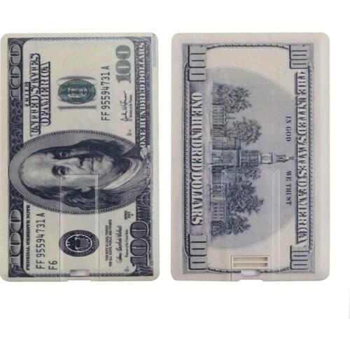 USB Flash Drive 32GB 64GB 128GB Pen Drive 4GB 8GB 16GB Memory USB 2.0 Stick Dollars Euro Bank Wallet Card PenDrive Flash U Disk