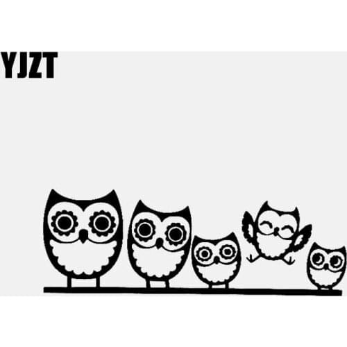 YJZT 16.5CM*5.9CM Owl Family Car Sticker Funny Vinyl Decal Truck Window Black/Silver C3-2191