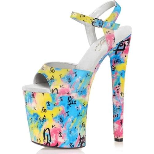 Hot 20CM Nightclub High Platform Sandals Stripper Heels Open Toe Pole Dance Shoes Women Sexy Fetish Party Gothic Models Show New