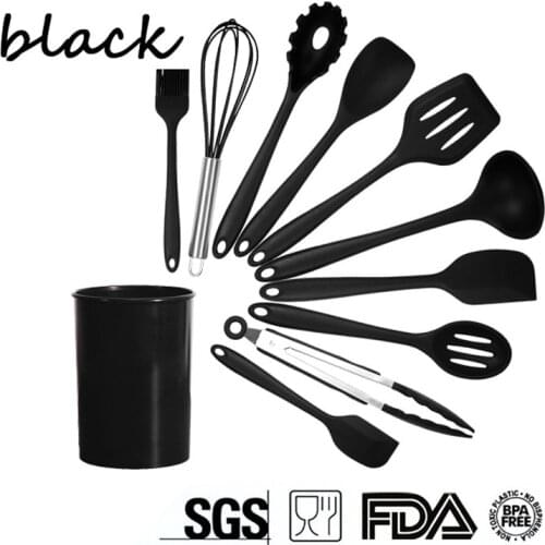 10/11PCS Silicone Kitchenware Non-stick Cookware Cooking Tool Spatula Ladle Egg Beaters Shovel Spoon Soup Kitchen Utensils Set