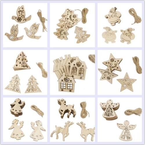 10pcs DIY Wooden Christmas Ornaments Unfinished Predrilled Wood Circles for Crafts Centerpieces Holiday Hanging Decorations