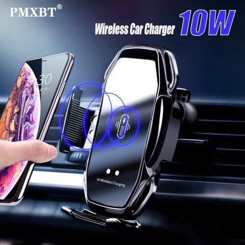 10W Qi Car Wireless Charger For iPhone X 11 Samsung S10 S9 Huawei P30 Xiaomi Auto Clamp Fast Wireless Charging Car Phone Holder