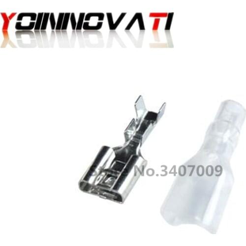 100pcs 6.3 mm with Transparent Sheath Inserted Spring 6.3mm Female Connector Terminal Faston with Insulator for Wire