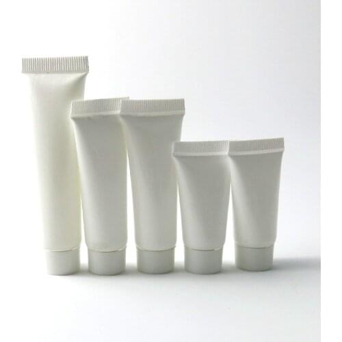 200 x White Plastic Soft Bottle Cosmetic Hand Facial Cream Empty Squeeze Tube Shampoo Lotion Refillable Bottles 5g 10g 15g 1/2oz