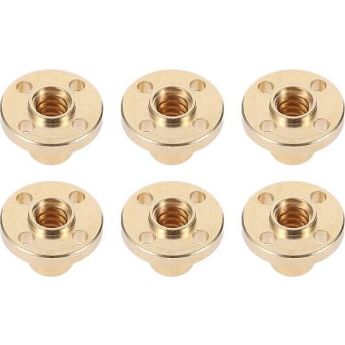 6pcs 3D Printer Parts T8 Nut Copper Trapezoidal Screw Nut For T8 Screw 3D Printer DIY Accessories T8 Trapezoidal Screw Brass Nut