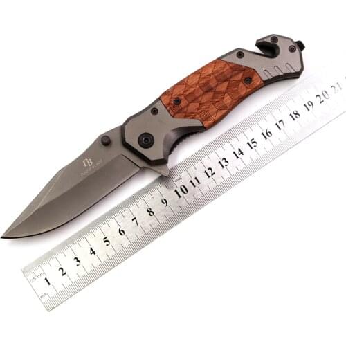 8.1" Knives 56-57HRC Practical portable EDC tool outdoor survival wood steel handle 5CR15MOV blade survival folding knife