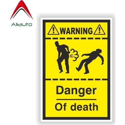 Aliauto Funny Car Sticker Warning Danger of Death Fart Decoration Decal Accessories for Bike Helmet Motorcycles,13cm*8cm