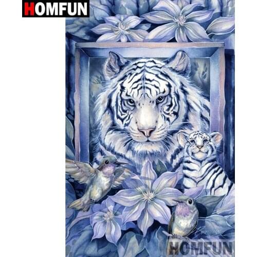 HOMFUN 5D DIY Diamond Painting Full Square/Round Drill "Animal tiger" Embroidery Cross Stitch Mosaic Home Decor Gift A08864