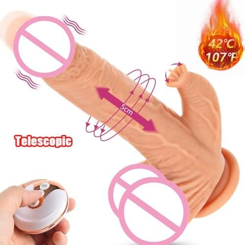 Automatic Telescopic Rotating Heating Dildo Vibrator Sex Toys For Women Realistic Penis Vibrator Remote Control Tongue Licking